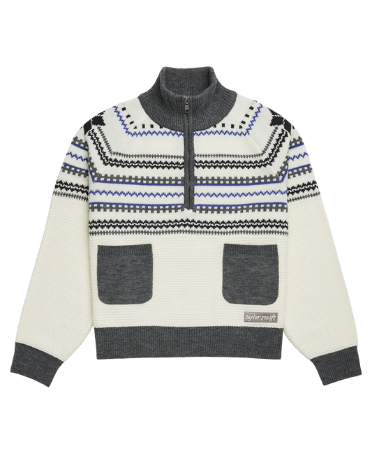 Folklore Album Quarter Zip Up Sweater