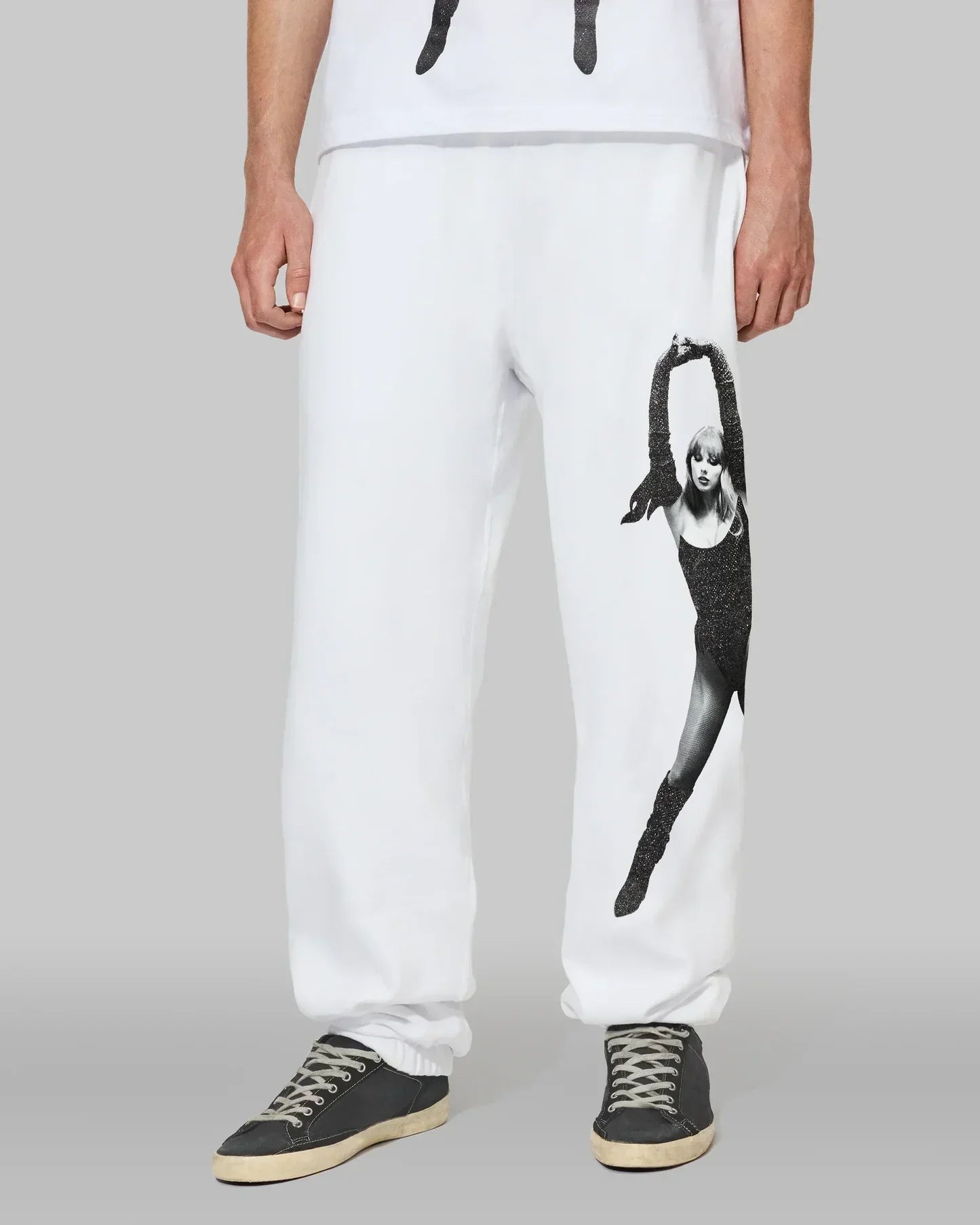 The Life of a Showgirl Shiny Bug White Sweatpants