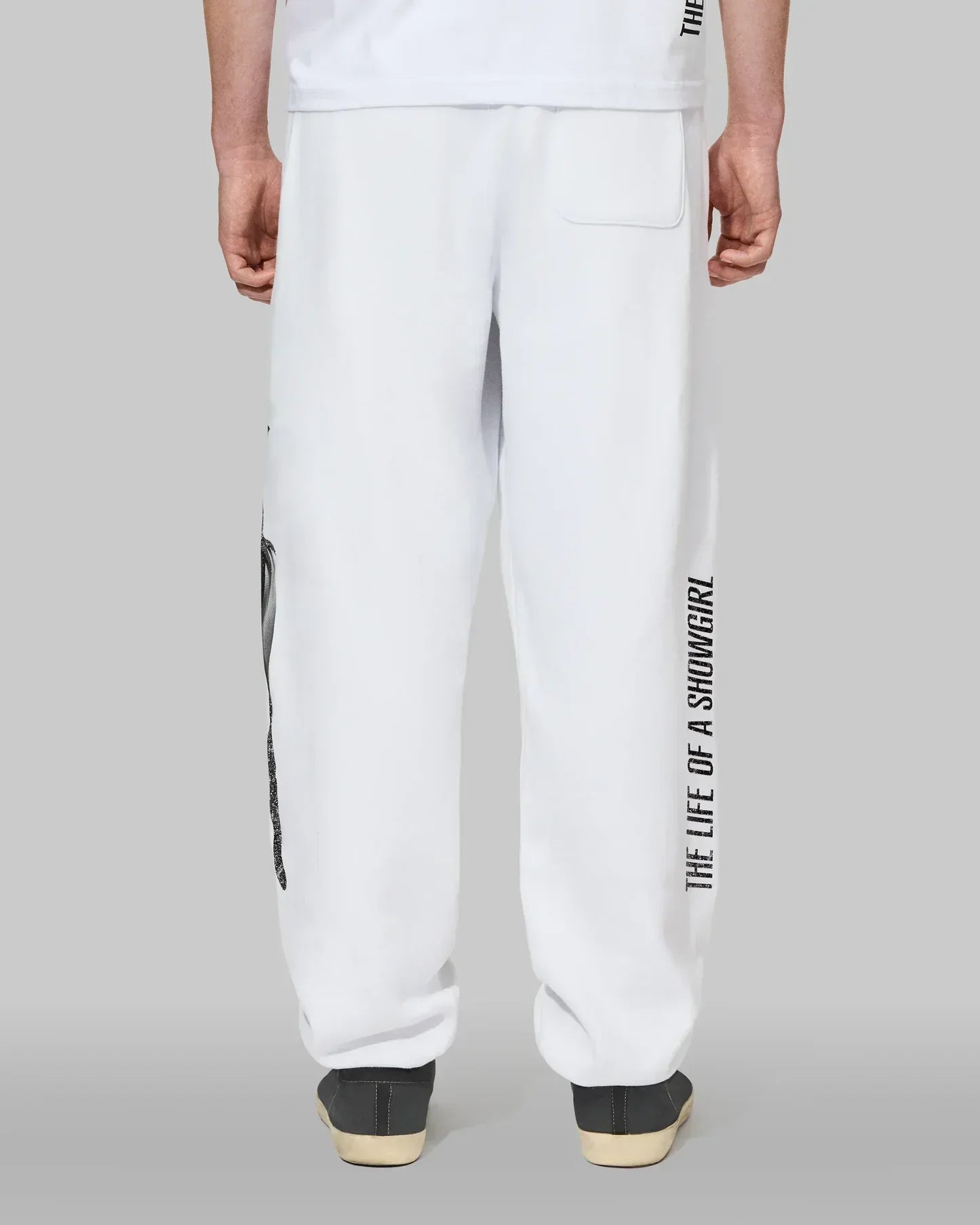 The Life of a Showgirl Shiny Bug White Sweatpants
